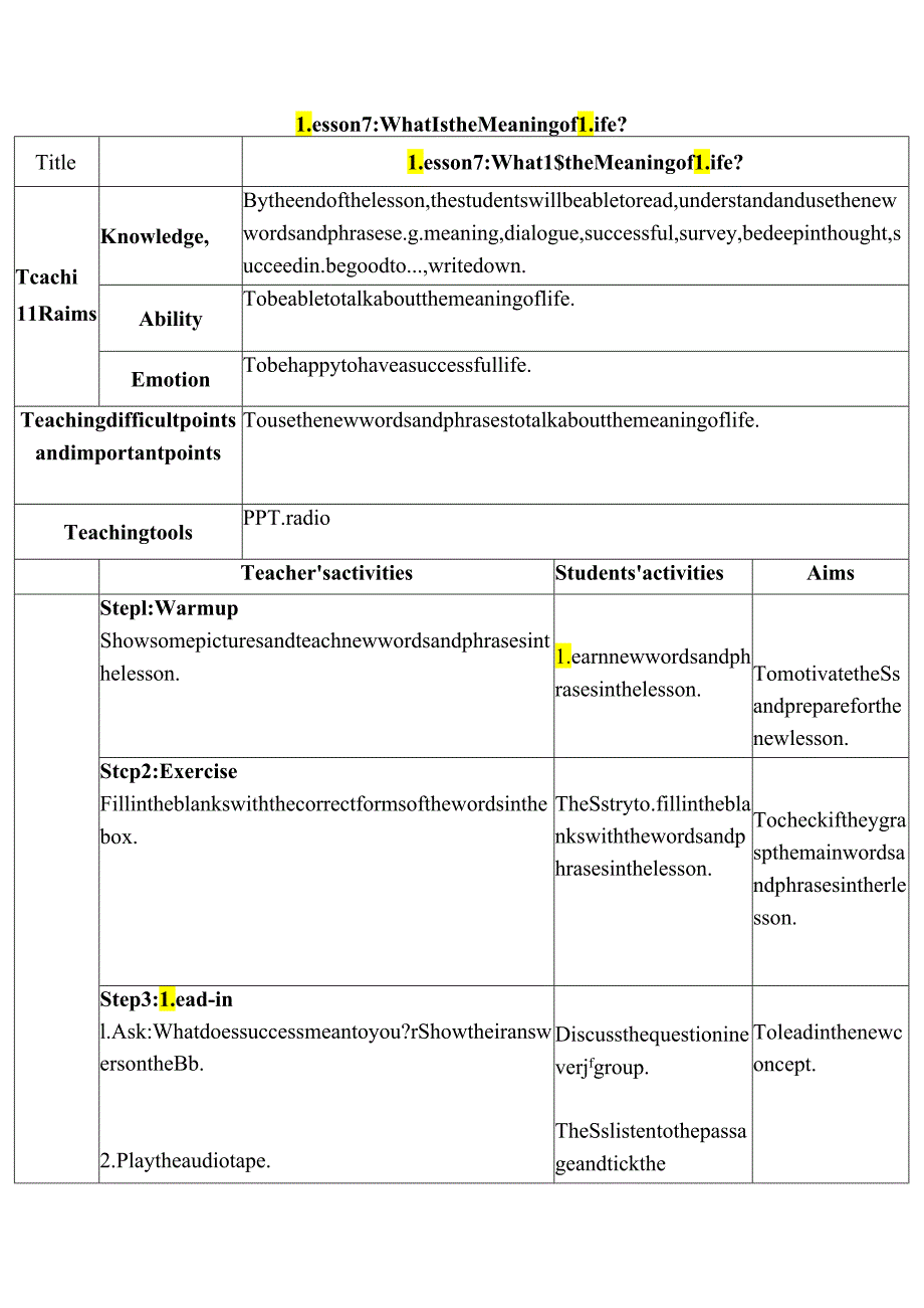 Lesson 7 What Is the Meaning of Life.docx_第1页