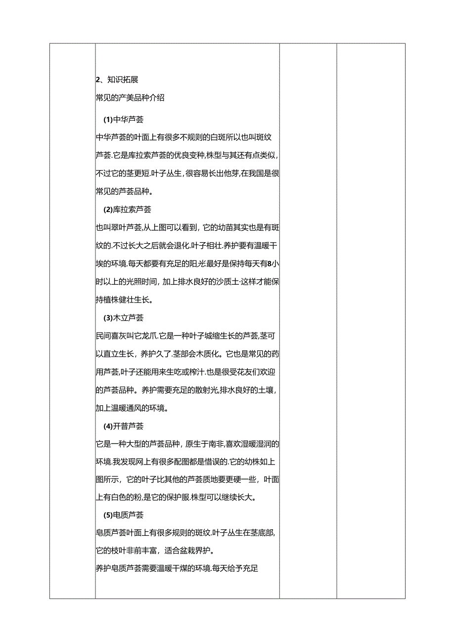 人民版综合实践活动劳动与技术八上 2.3 芦荟 教学设计.docx_第2页