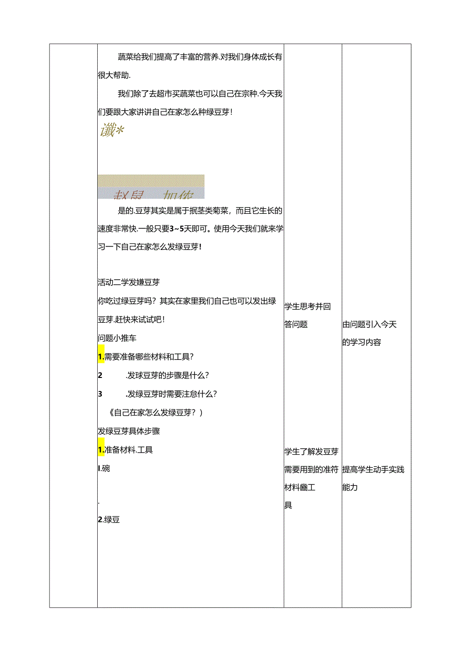 活动二《学发绿豆芽》教案 沪科黔科版综合实践活动二年级上册.docx_第2页