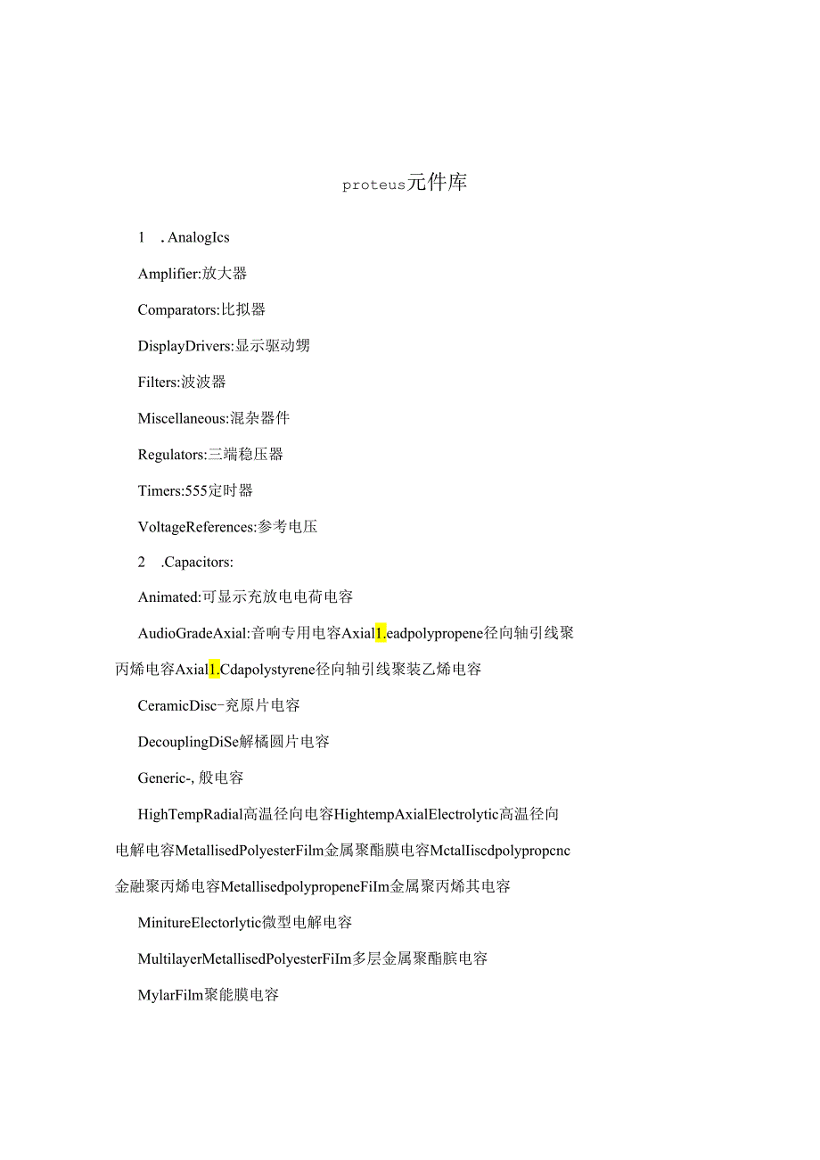 proteus元件库.docx_第1页