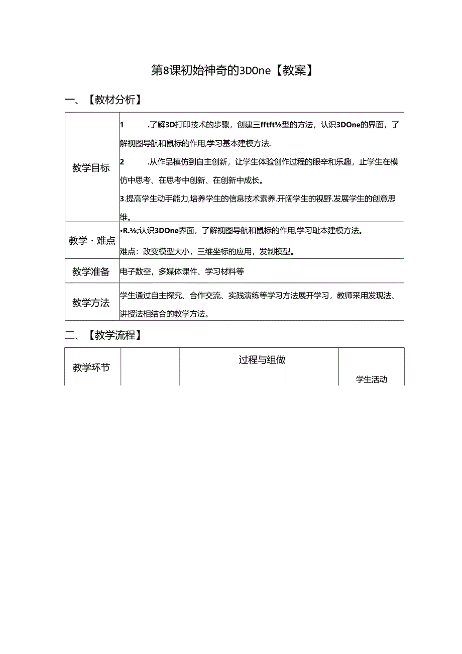 信息技术《 初始神奇的3D One》教案.docx_第1页