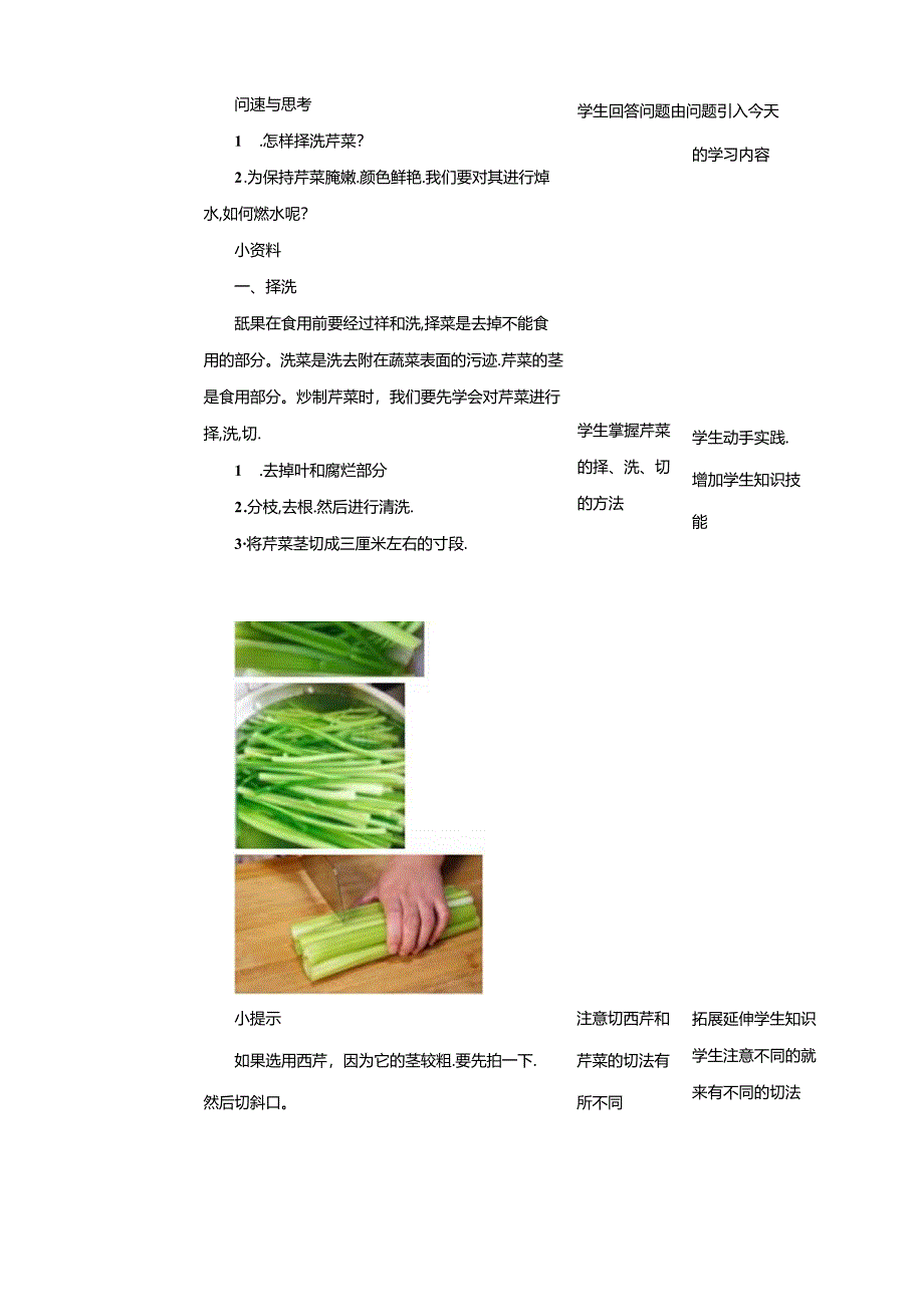 三、《芹菜炒肉》教案 鲁科版综合实践活动六上.docx_第2页