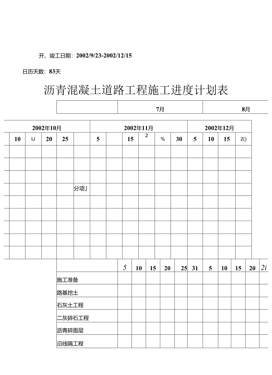 沥青混凝土道路工程建筑施工进度计划表.docx_第1页