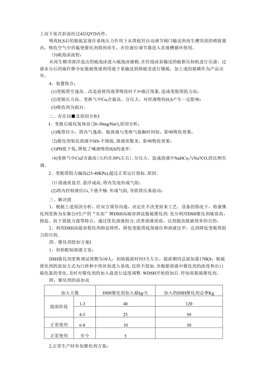 江苏戴梦特变脱系统使用DSH高硫容抑盐脱硫催化剂情况总结.docx_第2页