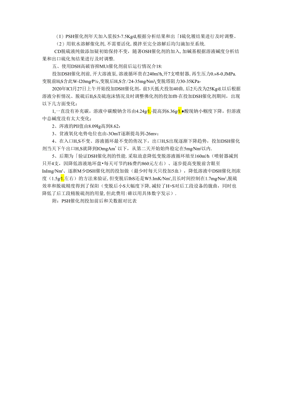 江苏戴梦特变脱系统使用DSH高硫容抑盐脱硫催化剂情况总结.docx_第3页