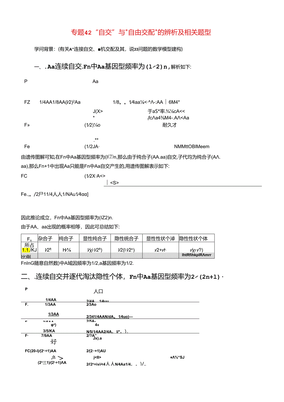 7、专题42“自交”与“自由交配”的辨析及相关题型(含解析).docx_第1页