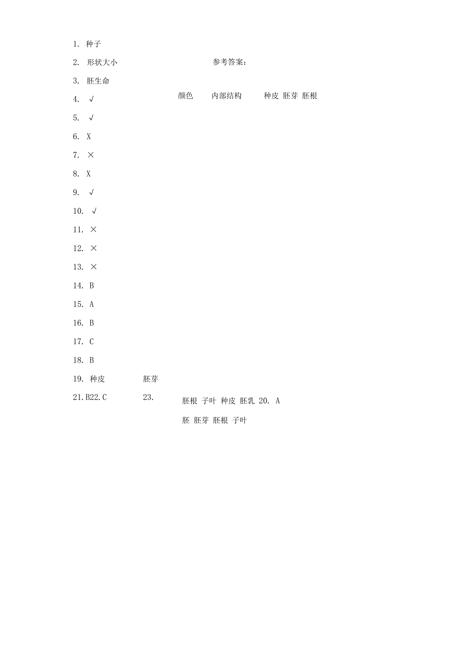 教科版科学四年级下册1-1种子里孕育着新生命练习卷.docx_第3页