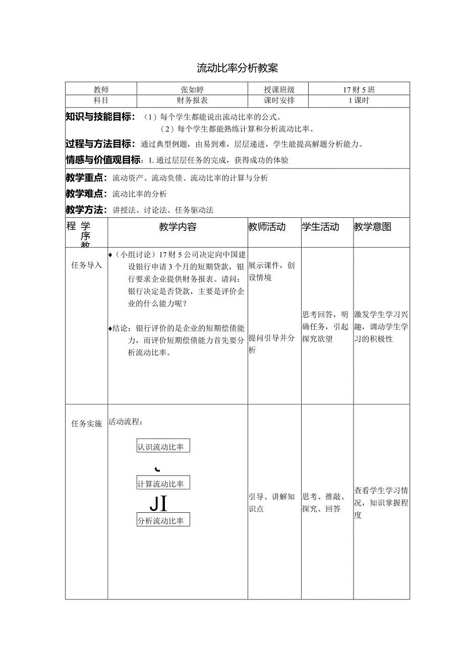 公开课流动比率教案（张如婷）.docx_第1页