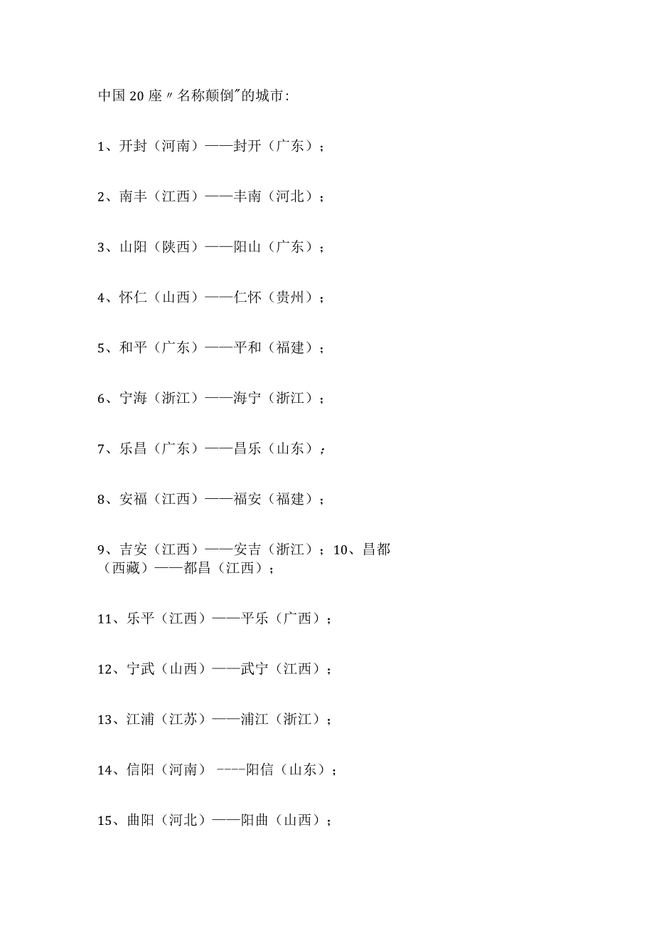 中国20座“名称颠倒”的城市：.docx_第1页