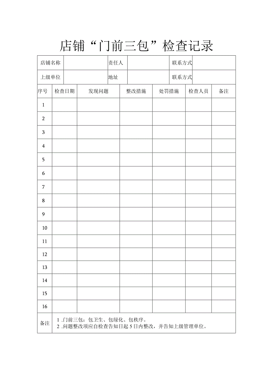 店铺门前三包检查记录.docx_第1页