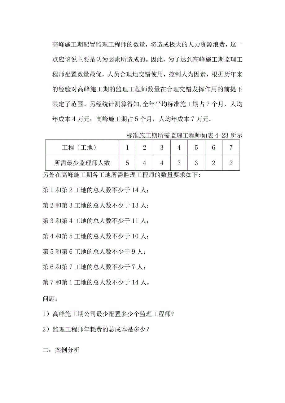 运筹学课程设计2----石化建设监理公司监理工程师配置问题.docx_第3页