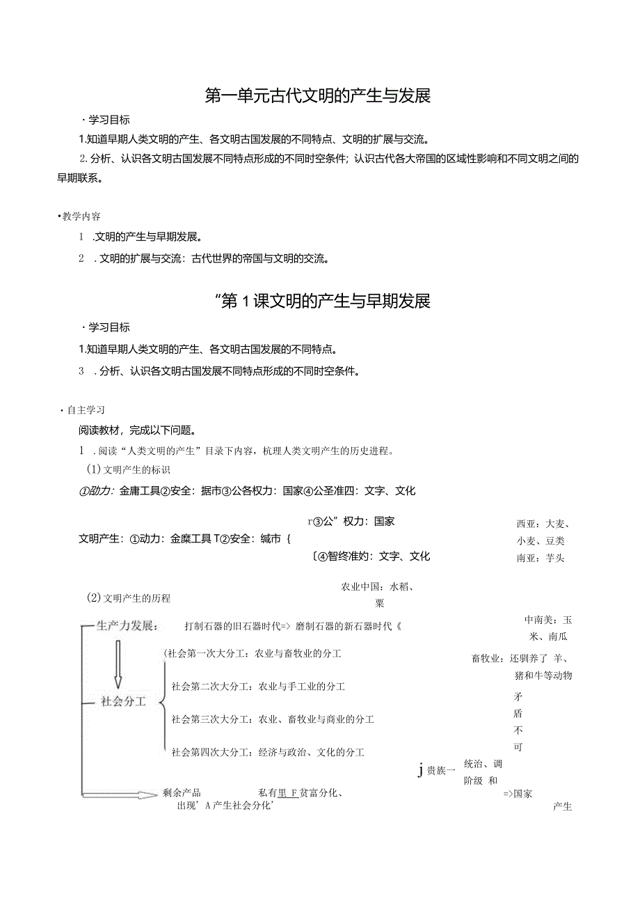 第1课文明的产生与早期发展导学案.docx_第1页