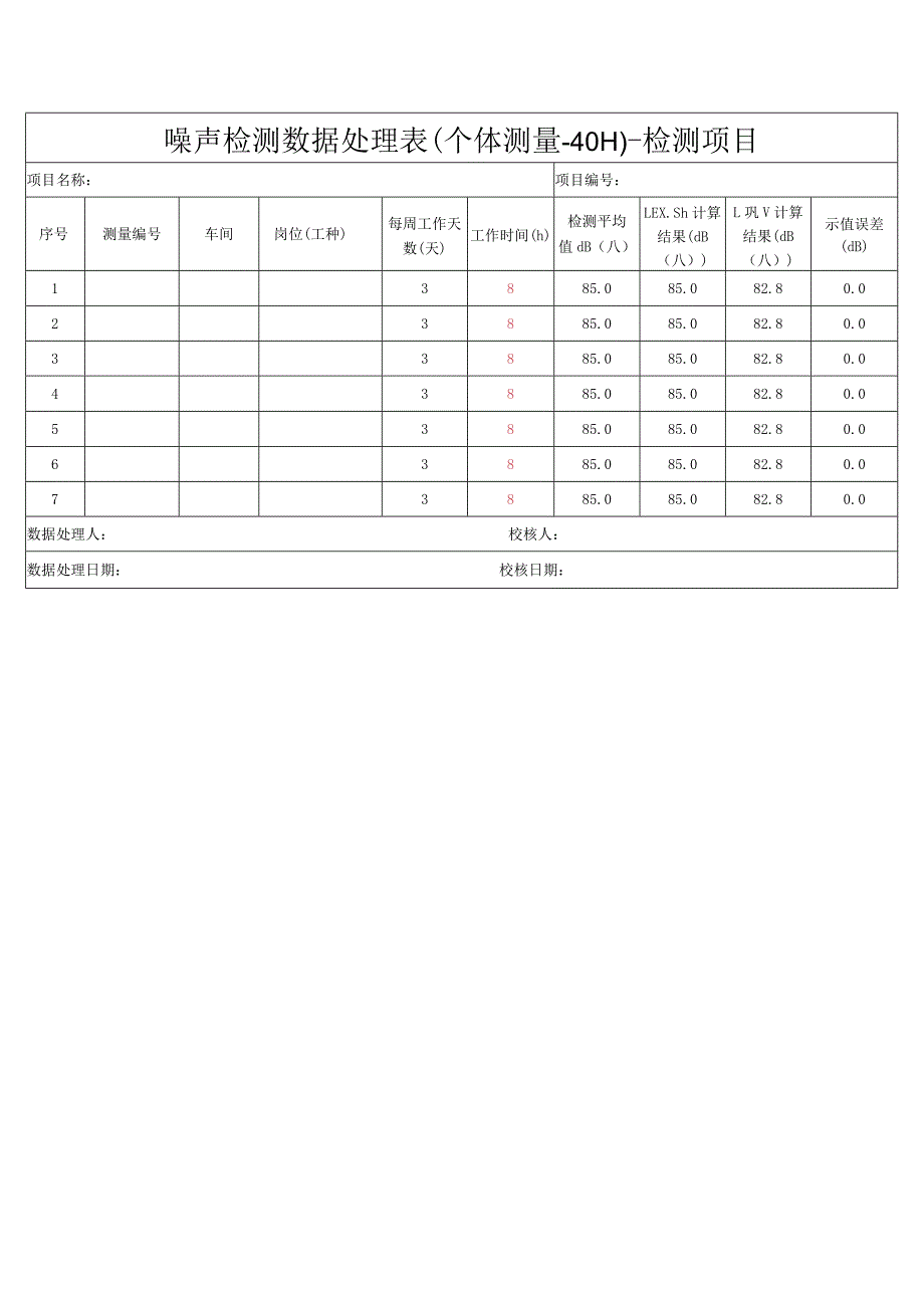 噪声等级计算、噪声检测数据处理等表（个体测量）--新.docx_第2页