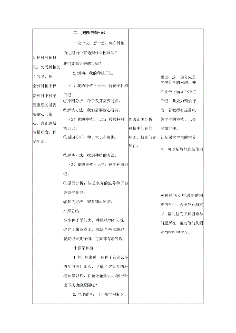 道德与法治二下第一单元第四课《试种一粒籽》第二课时教学设计.docx_第3页