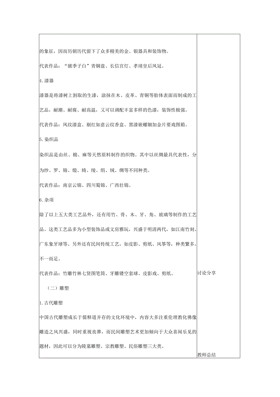 艺术华东师大版美术鉴赏与实践第一课中国工艺、雕塑知识与鉴赏-教案.docx_第3页