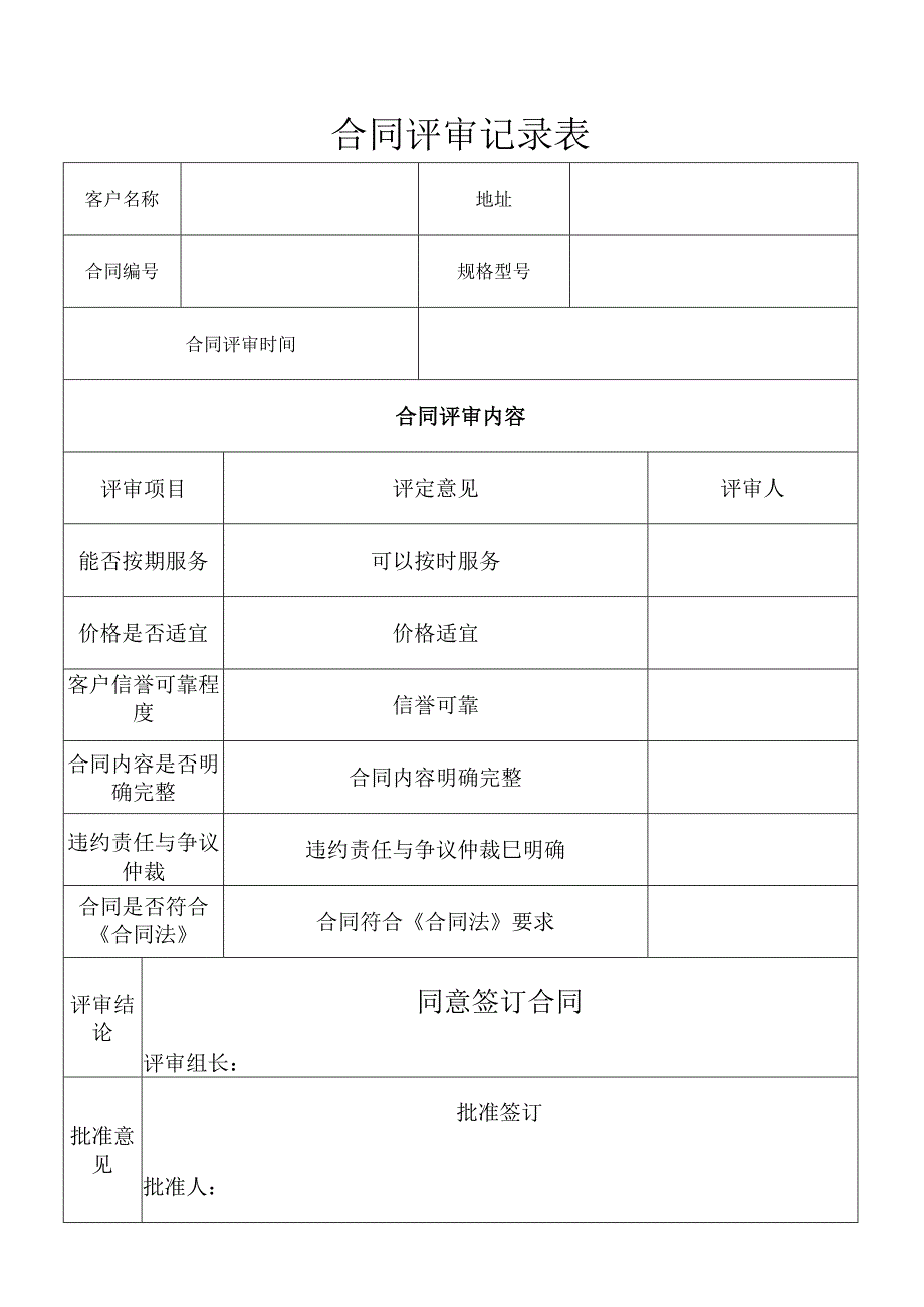 合同评审记录表.docx_第1页