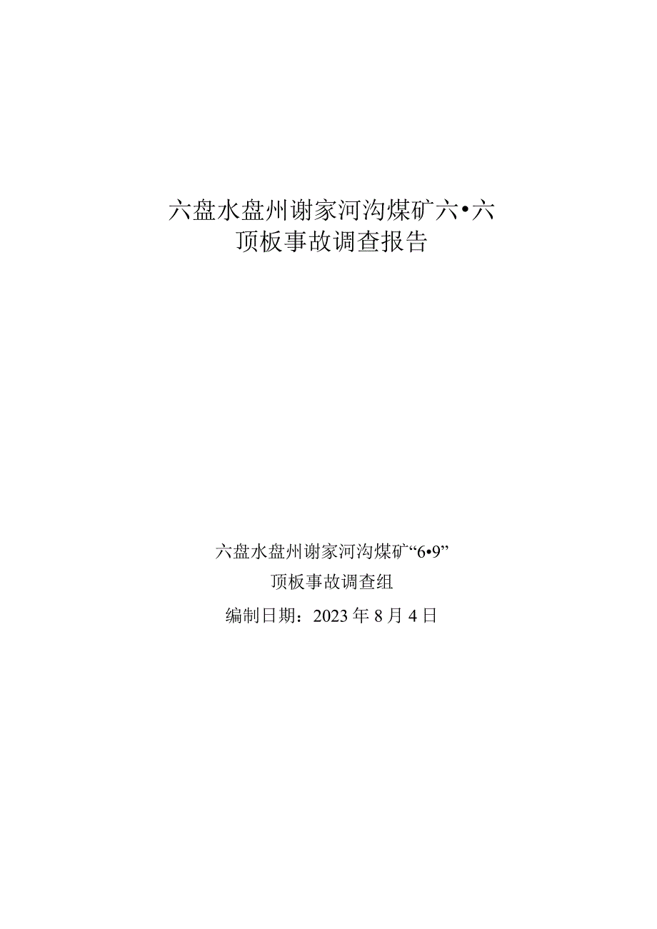 六盘水盘州谢家河沟煤矿“6·9”顶板事故调查报告.docx_第1页