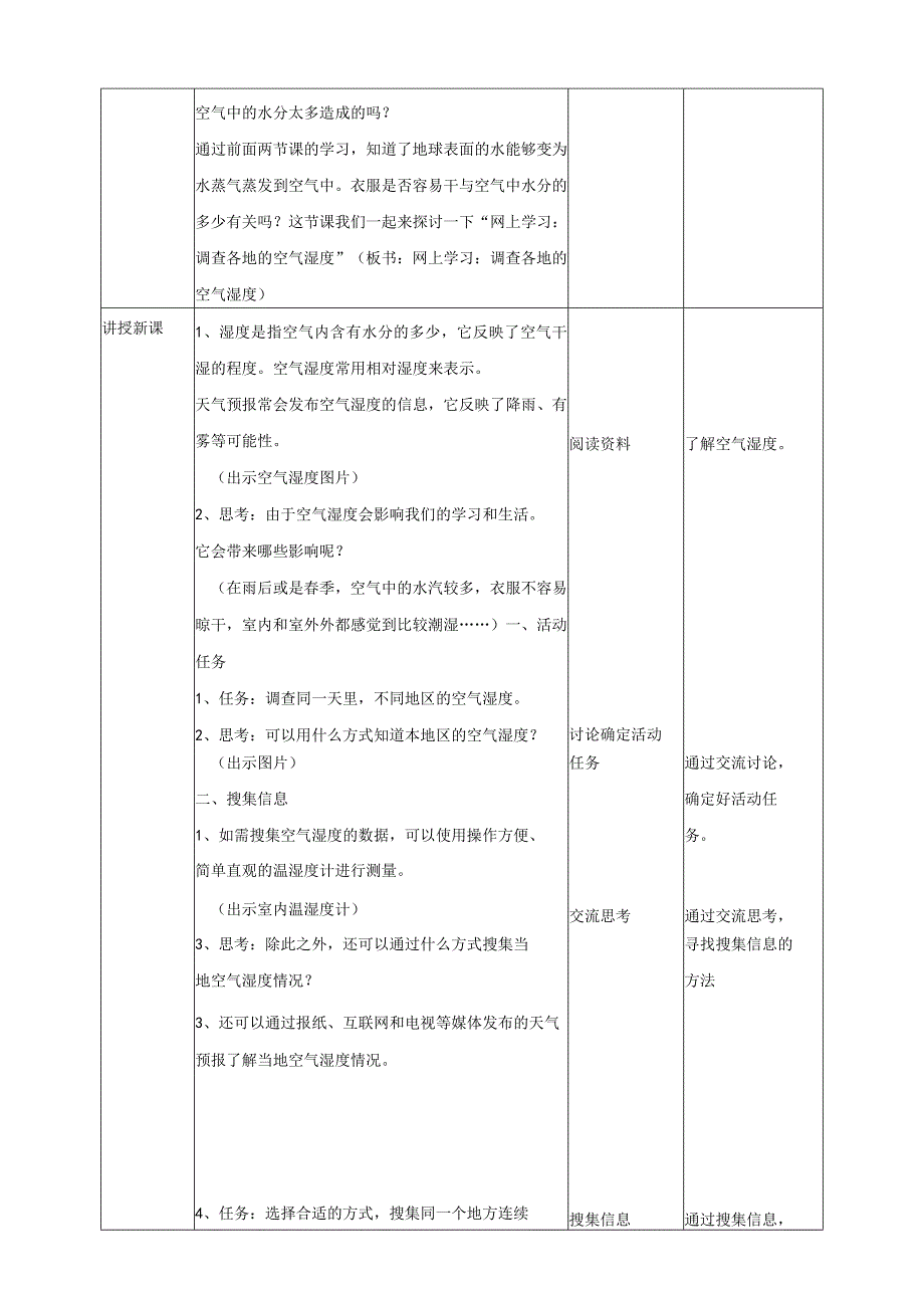 粤教版五年级科学上册《网上学习：调查各地的空气湿度》教案.docx_第2页