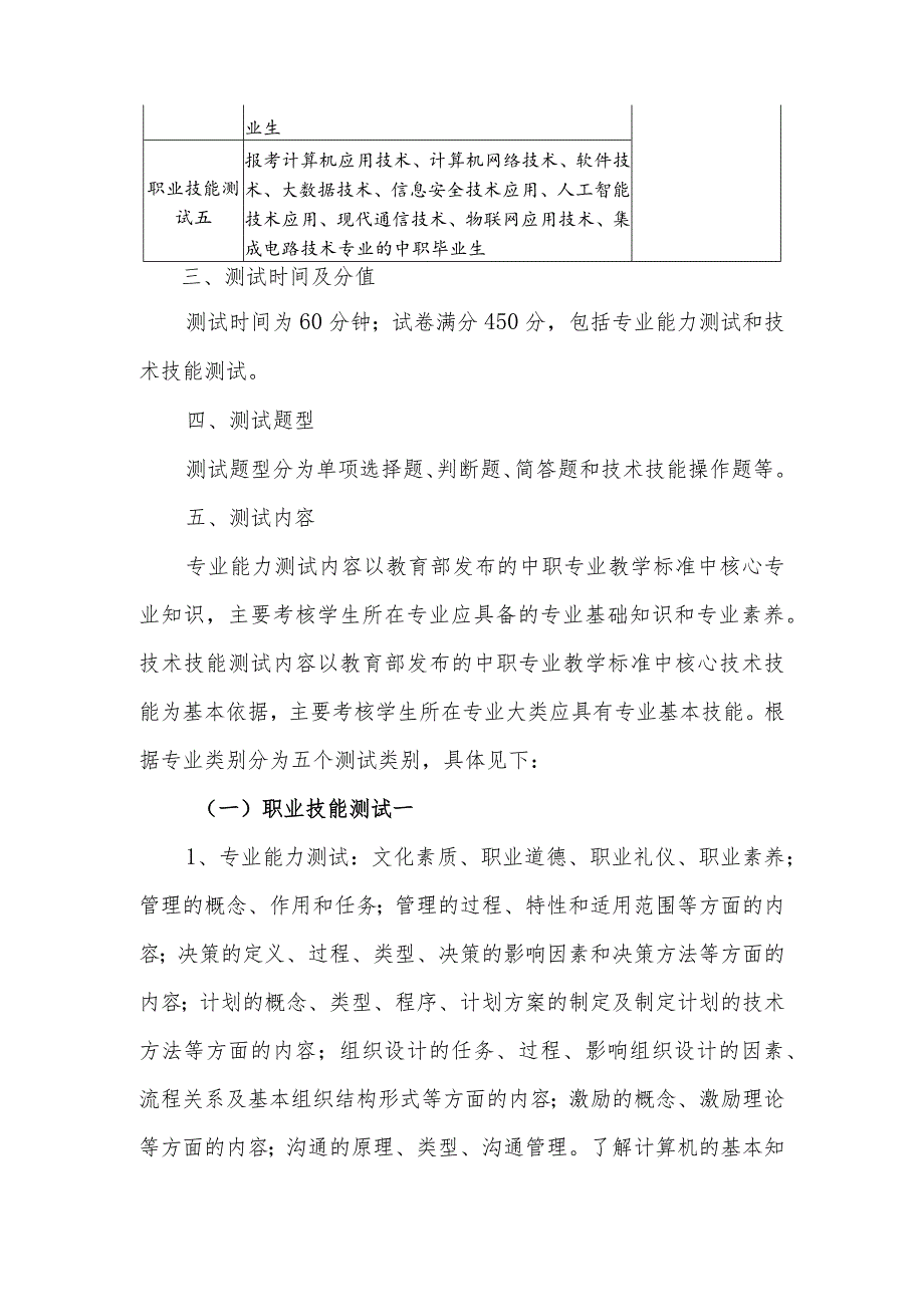 安徽国防科技职业学院2024年分类考试招生职业技能测试纲要.docx_第2页