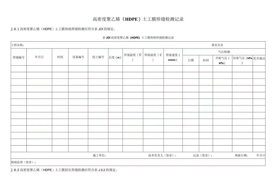 高密度聚乙烯（HDPE）土工膜焊缝检测记录.docx_第1页