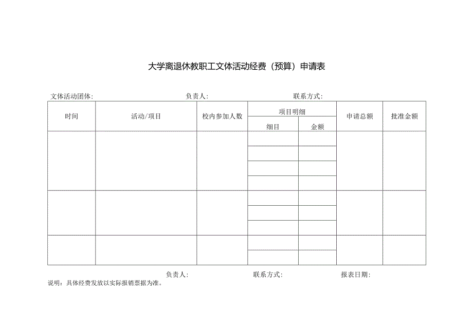 大学离退休教职工文体活动经费（预算）申请表.docx_第1页