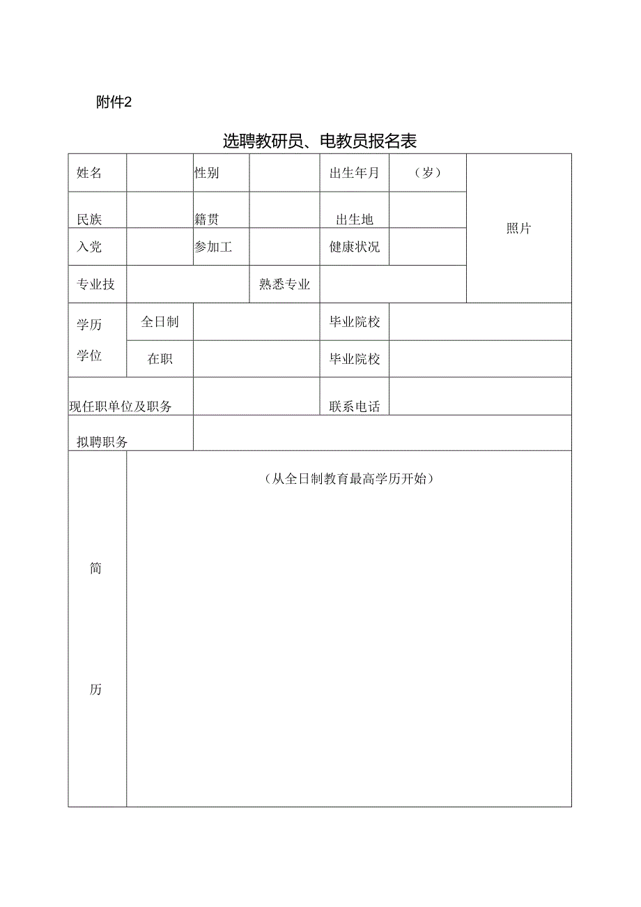 选聘教研员、电教员报名表【模板】.docx_第1页