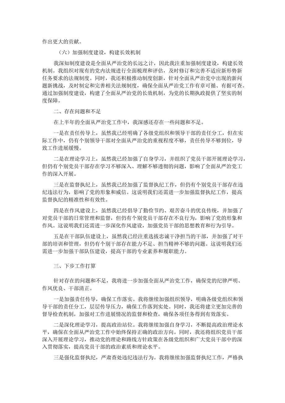 市长2024年上半年履行全面从严治党“第一责任人”情况报告.docx_第2页