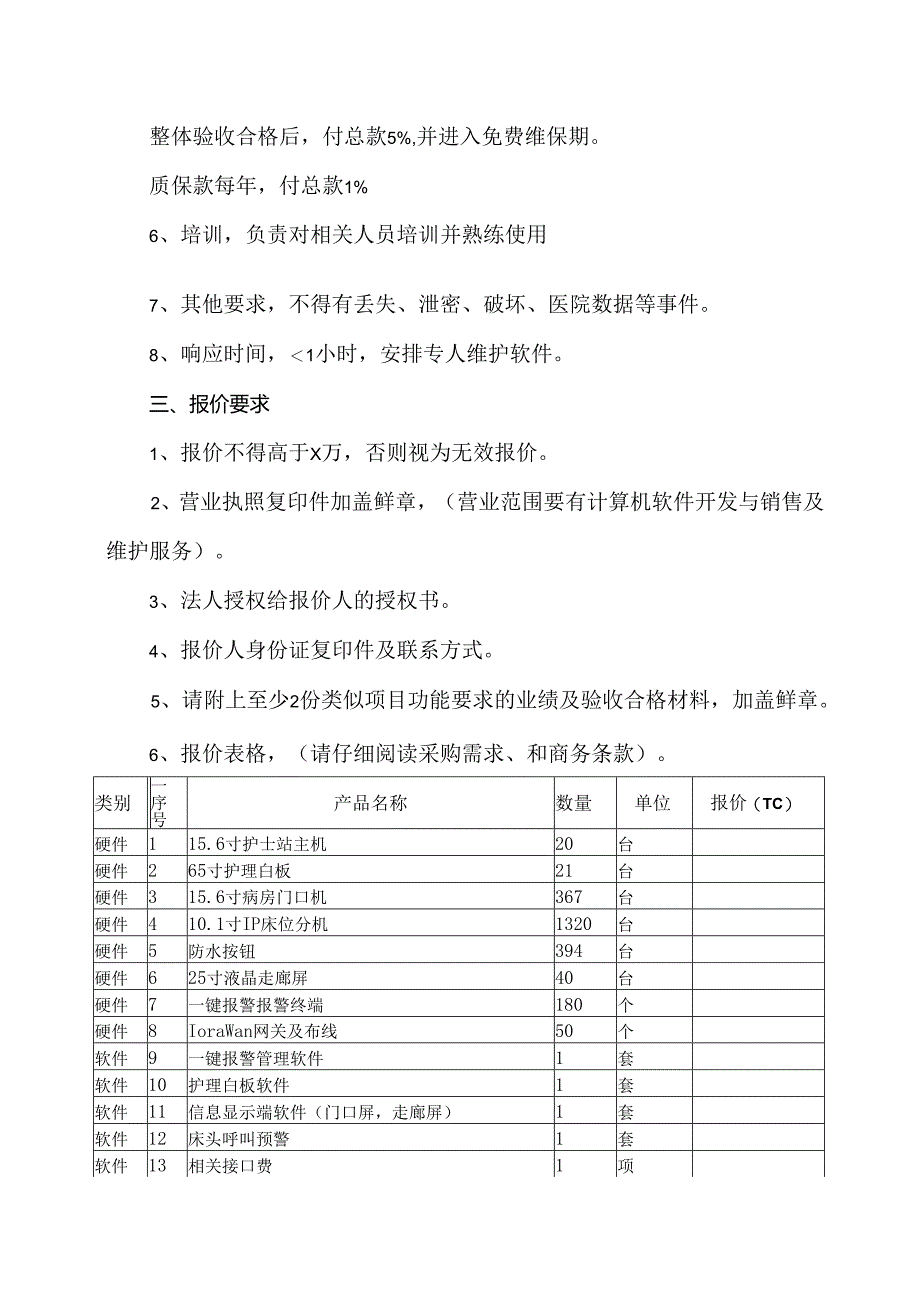 X省X市中医医院关于智慧病房项目的询价公告（2024年）.docx_第2页