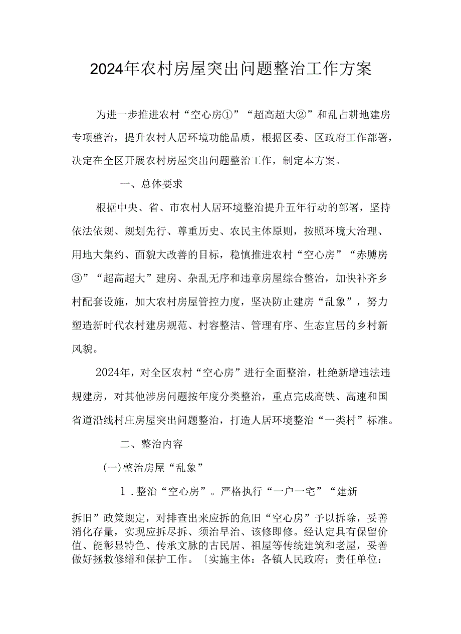 2022年农村房屋突出问题整治工作方案.docx_第1页