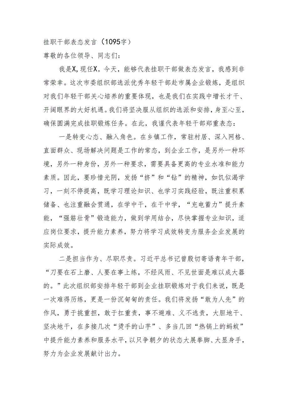 挂职干部表态发言.docx_第1页