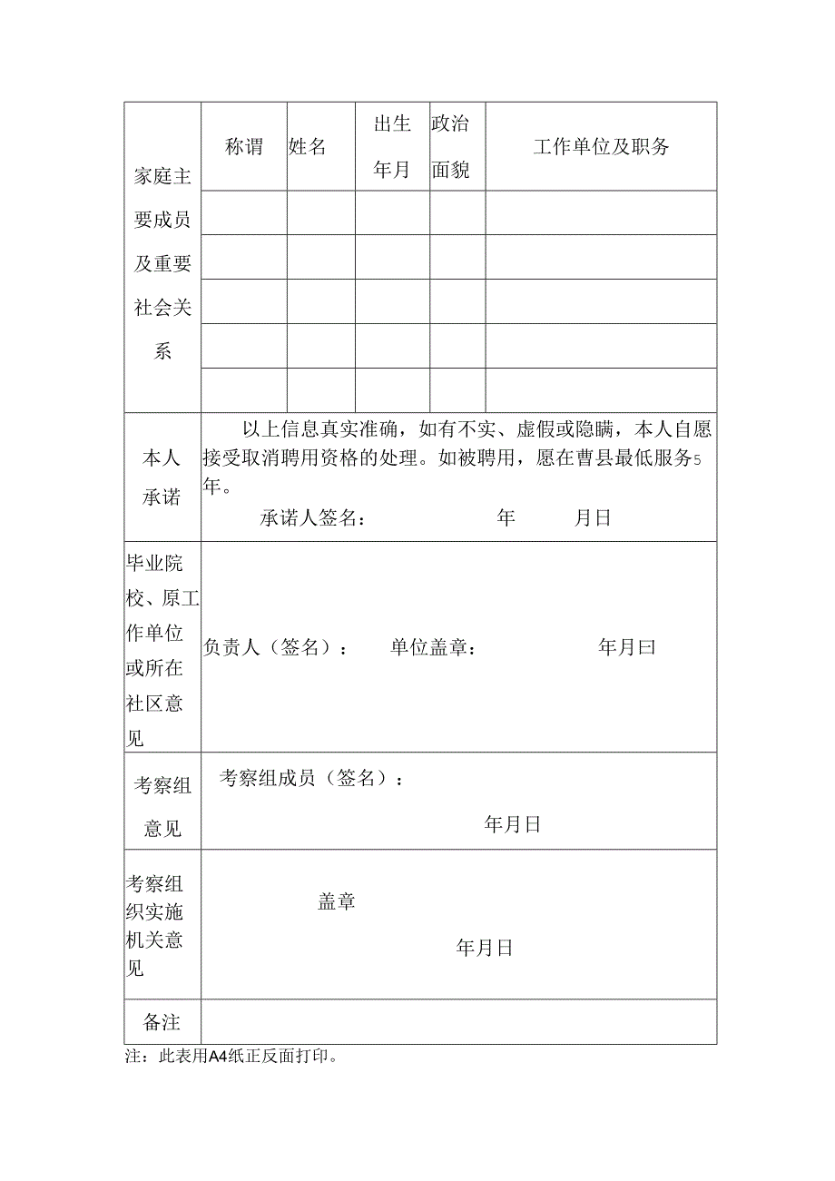 下半年曹县公开招聘教师录用考察表.docx_第2页