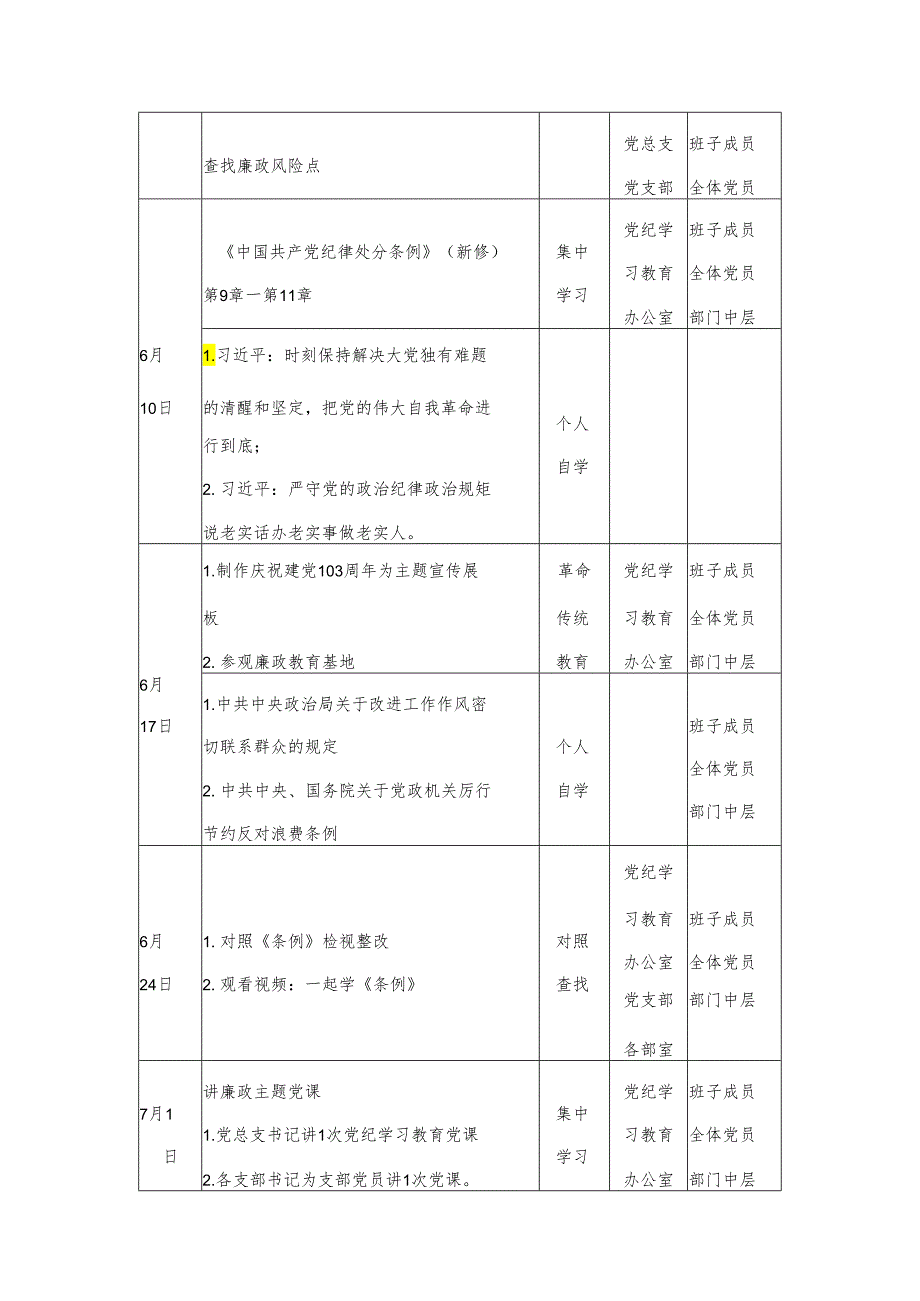 党委2024年4月党纪学习教育工作计划安排表.docx_第3页