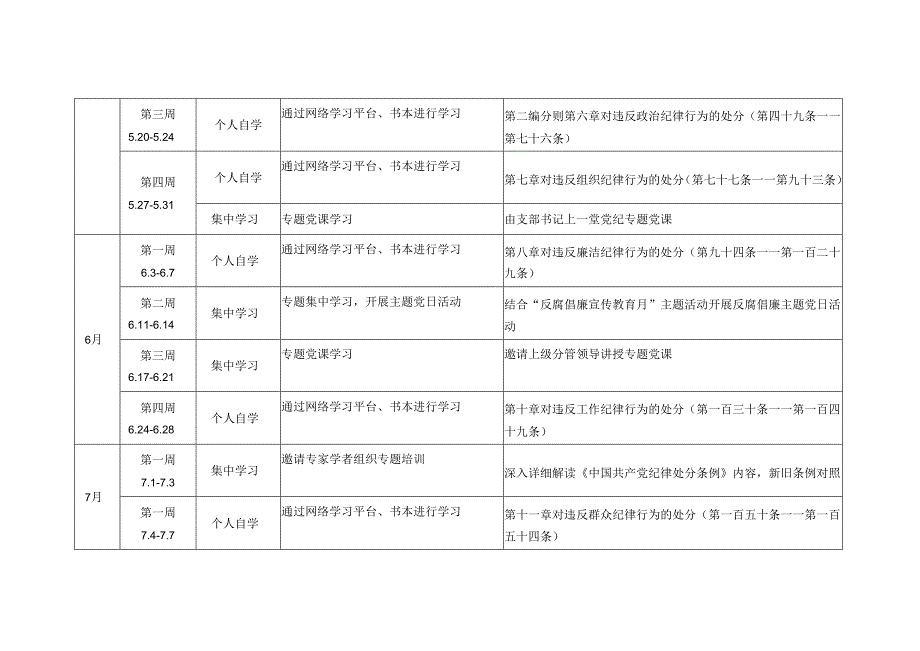 2024年党支部党纪学习教育行事历计划表.docx_第2页