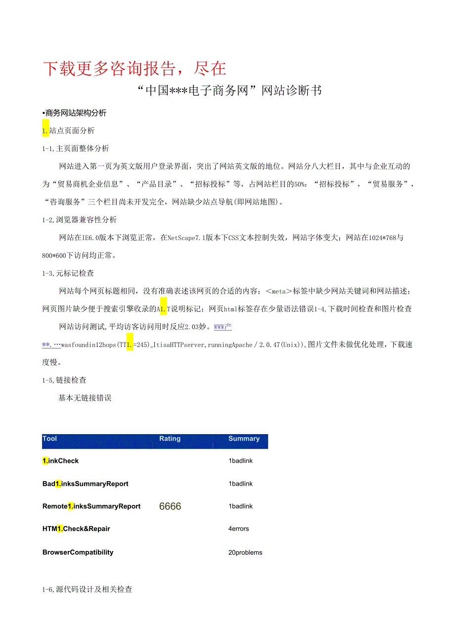 电子商务网站诊断书.docx_第1页