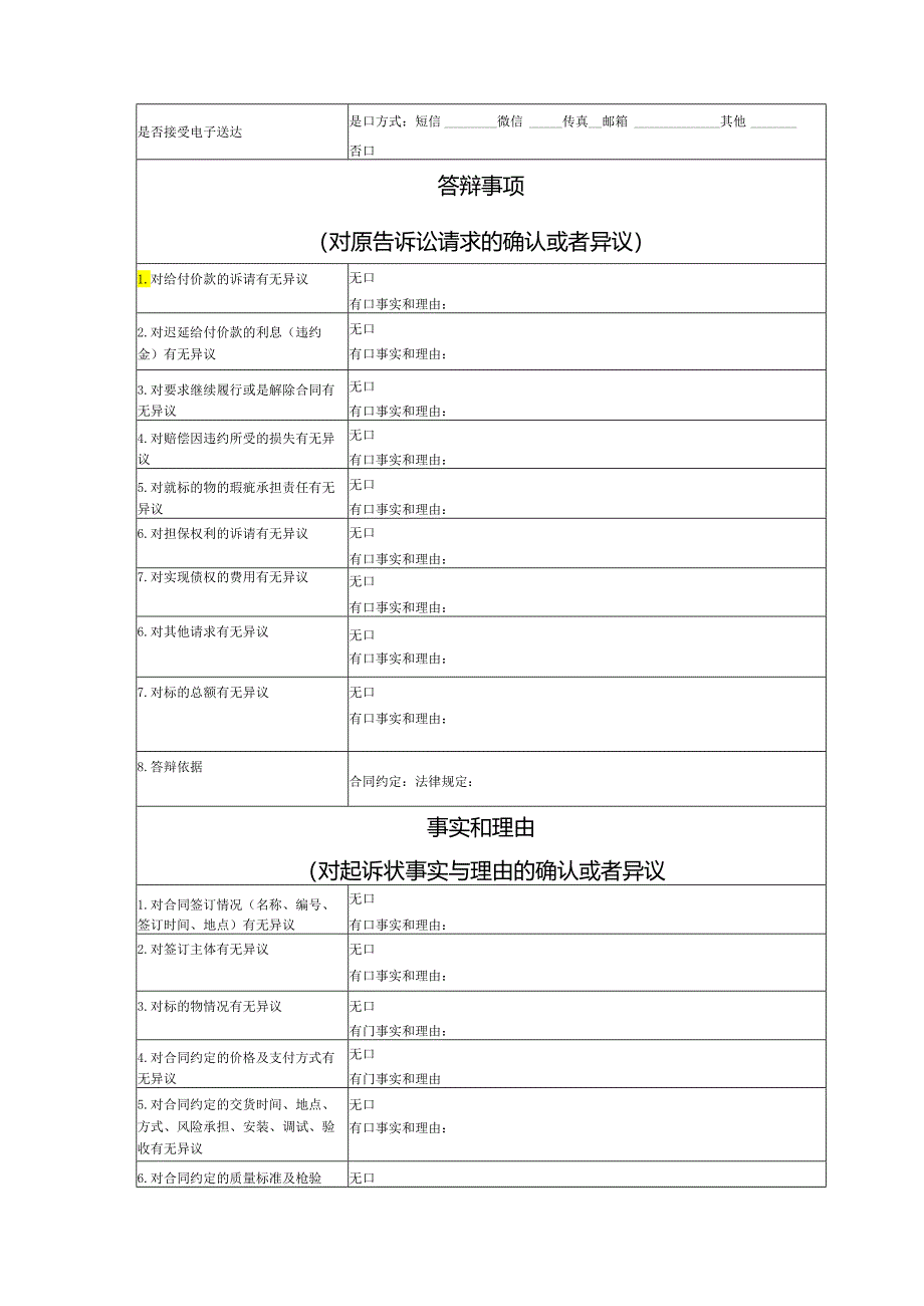 买卖合同纠纷答辩状模版.docx_第2页