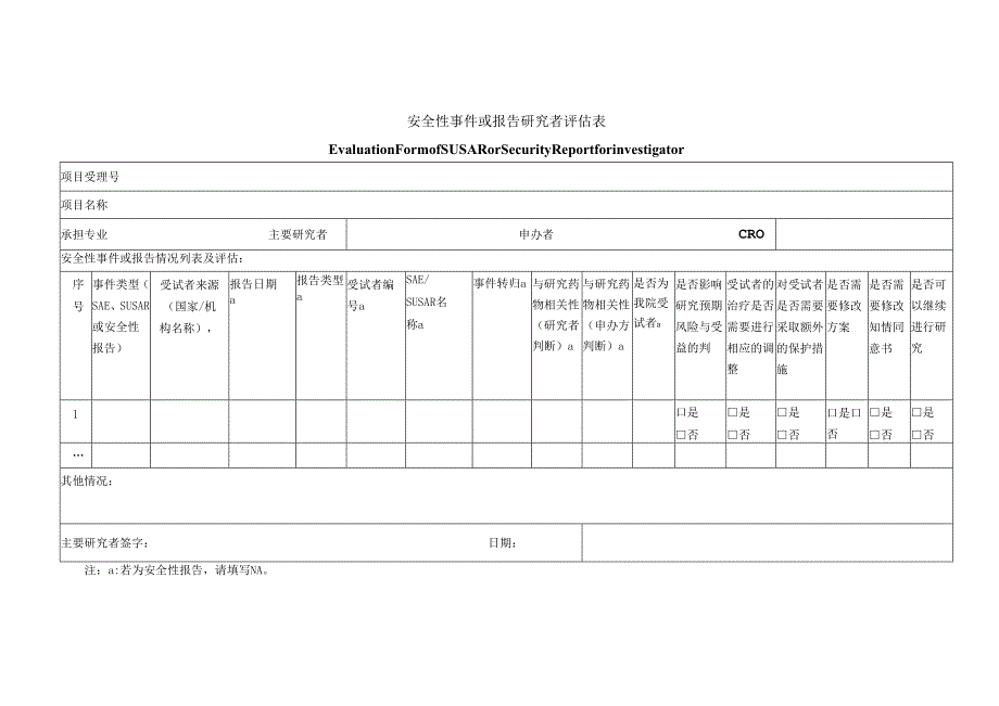 安全性事件或报告研究者评估表.docx_第1页