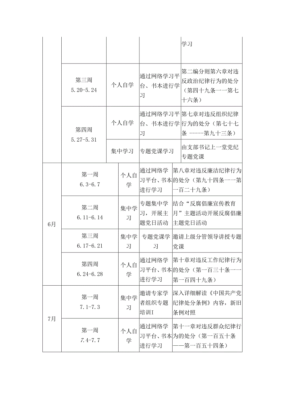 （可编辑）2024年党支部党纪学习教育学习计划表.docx_第3页