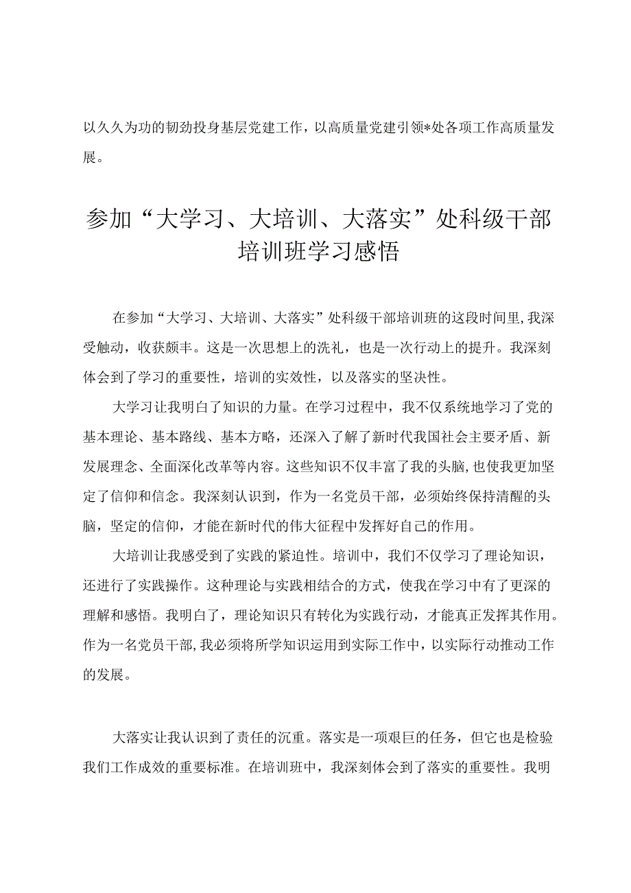 2024年参加“大学习、大培训、大落实”处科级干部培训班学习感悟(3篇).docx_第3页