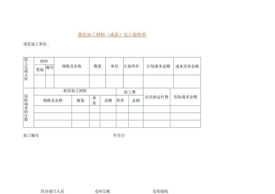 委托加工材料（成品）完工验收单模板.docx_第1页