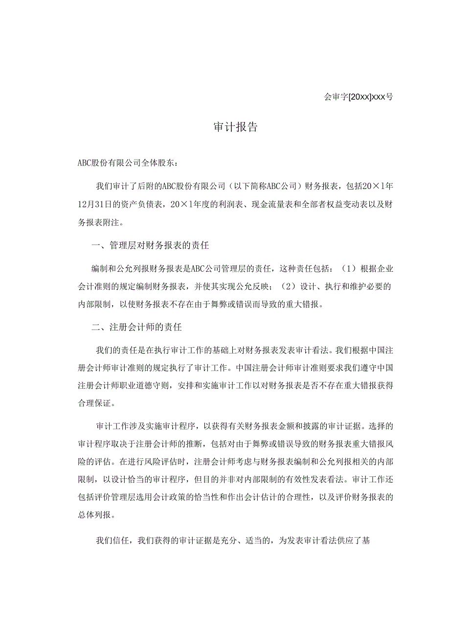 0-2-3带其他事项段的无保留意见审计报告（持续经营）.docx_第1页