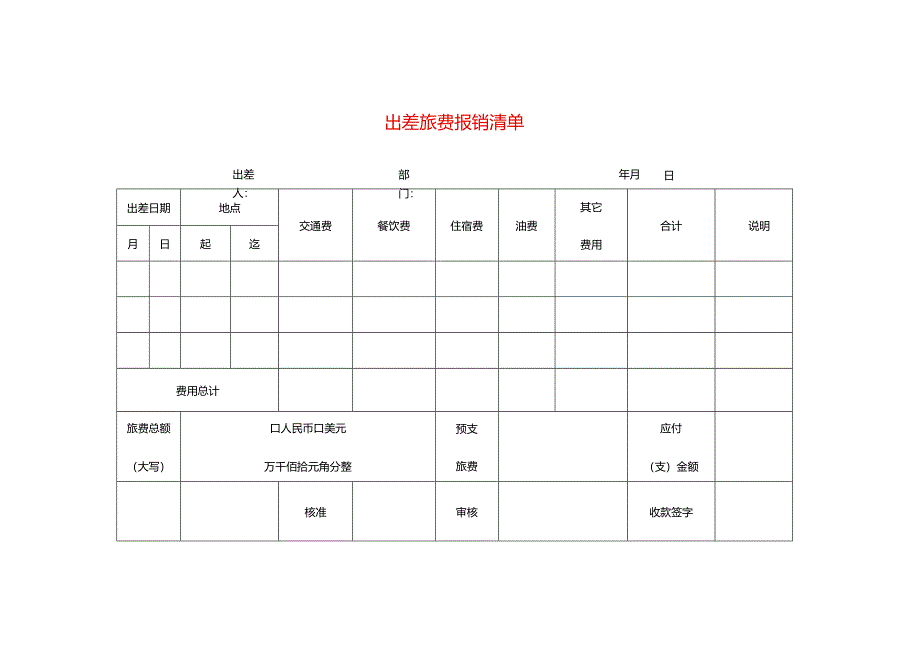 出差旅费报销清单模板.docx_第1页