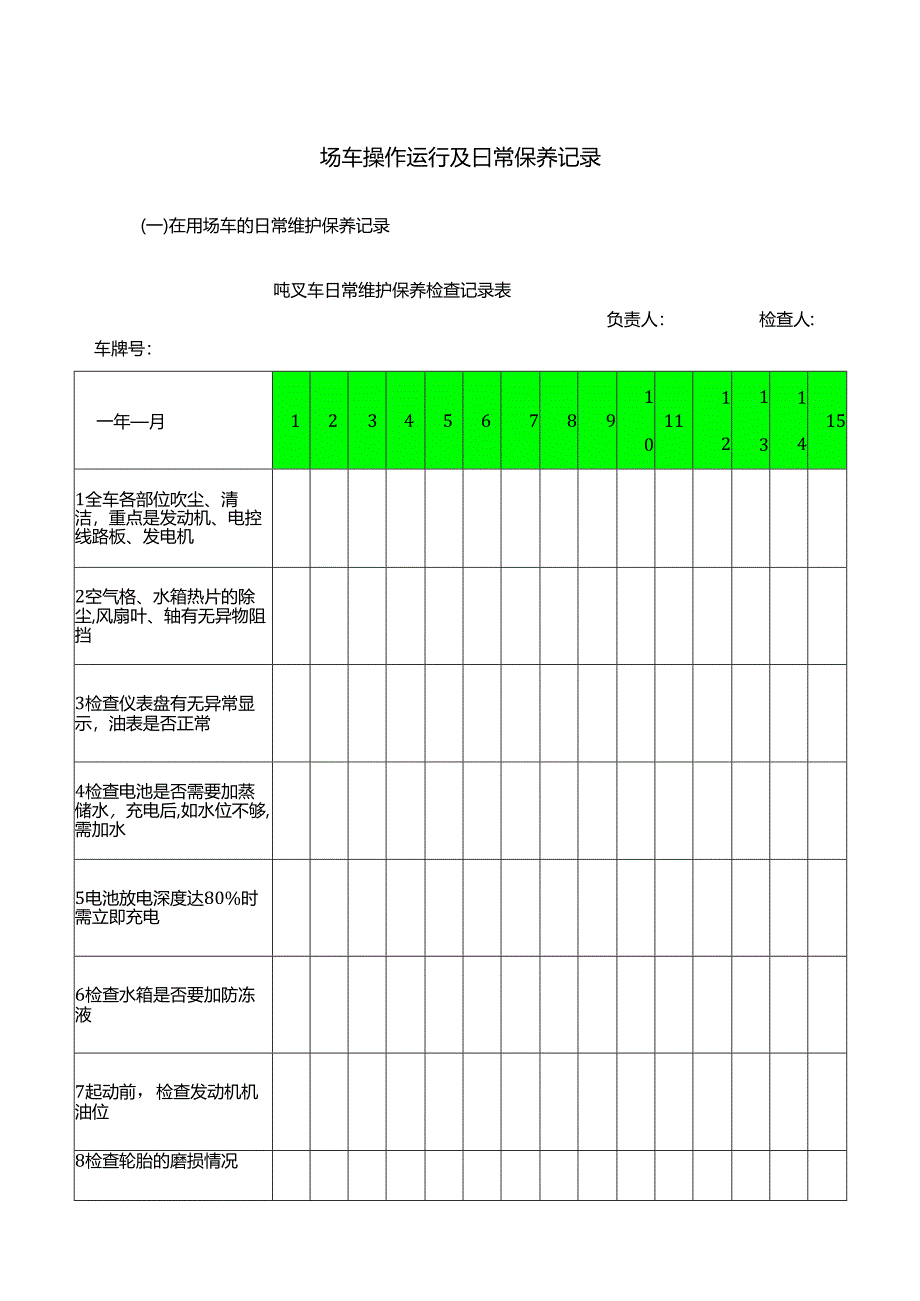 场车操作运行及日常保养记录.docx_第1页