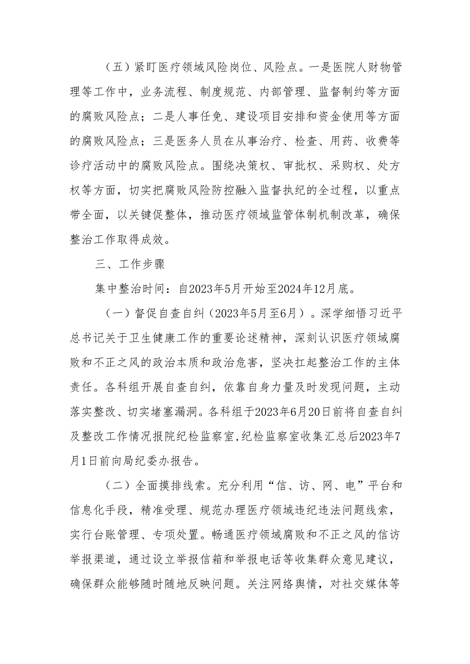 市人民医院深入整治医疗领域腐败和不正之风工作方案.docx_第3页