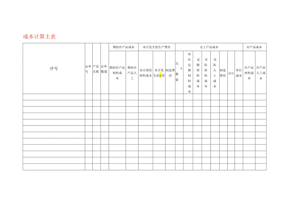 成本计算报表模板.docx_第1页