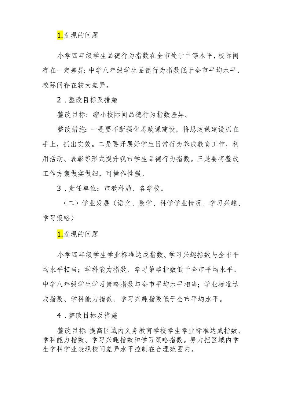 XX市2022年义务教育质量监测发现问题整改工作方案.docx_第2页