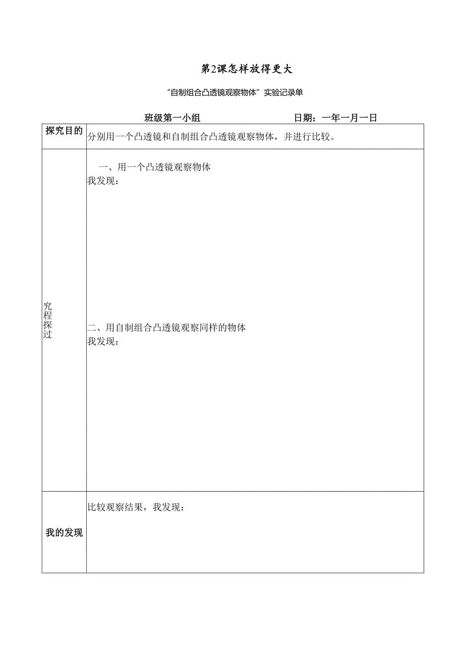 教科版六年级科学上册第一单元微小世界试验记录单.docx_第2页