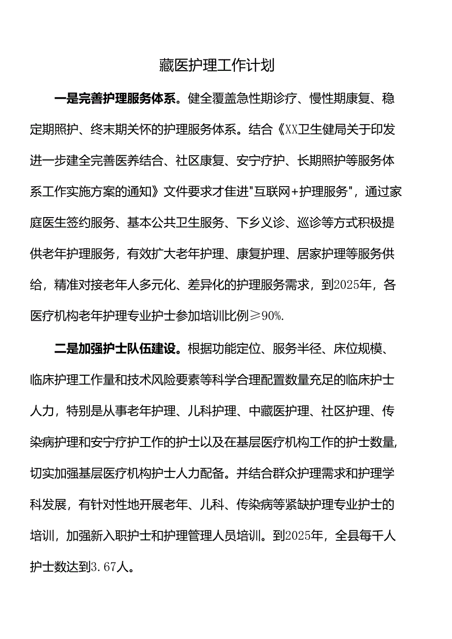 藏医护理工作计划.docx_第1页