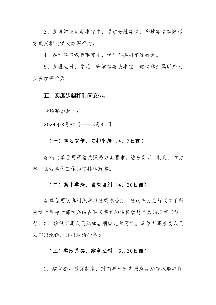 2024年婚丧喜庆等借机敛财问题开展专项整治的实施方案范文.docx_第3页