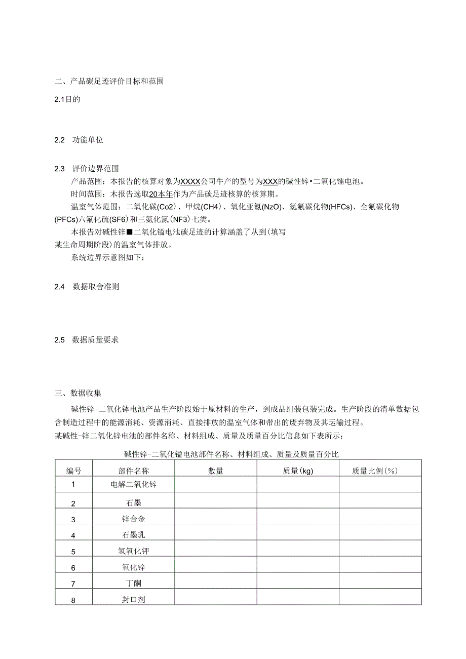 碱性锌-二氧化锰电池产品碳足迹评价报告模板、温室气体排放量计算、参数的推荐值.docx_第3页