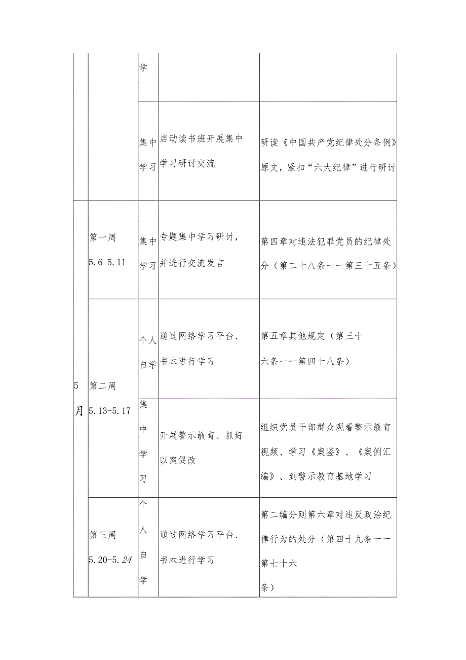 2024年党支部党纪学习教育学习计划表.docx_第2页